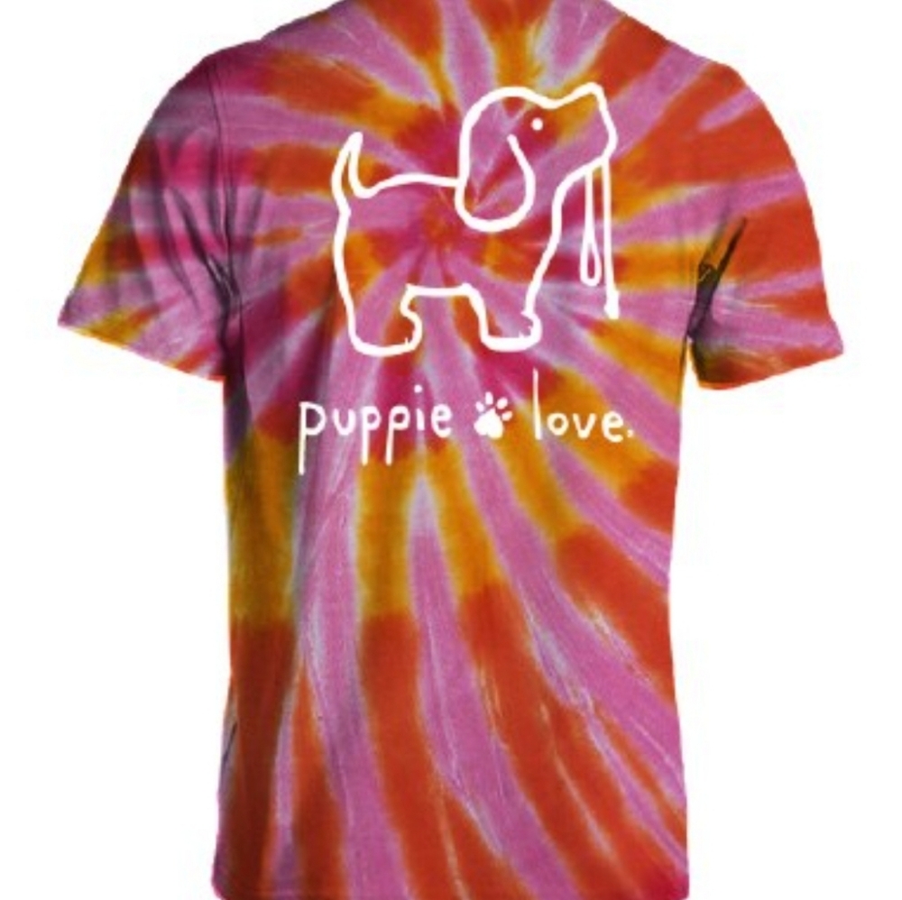 Puppie Love Pink And Orange Tie-dye Short Sleeve T-shirt